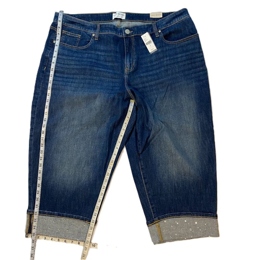 Lane Bryant Boyfriend Denim Capris With Embellished Cuffs SZ 22 - Picture 15 of 16
